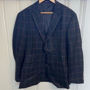 The Locker Room 44 R Black Subtle Plaid Custom Blazer preppy, old money classic